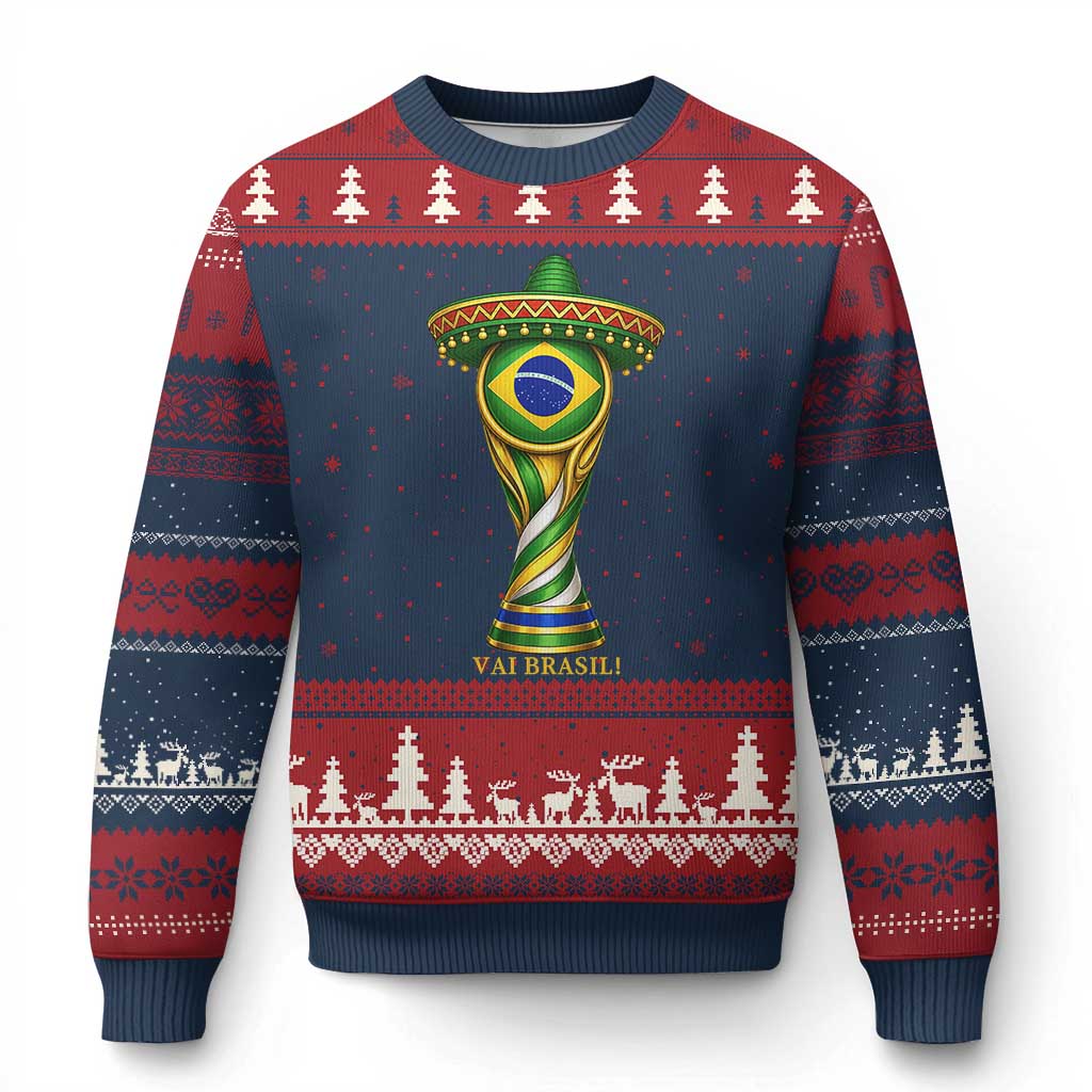 Brazil Football Supporter Gift Ugly Christmas Sweater Vai Brasil