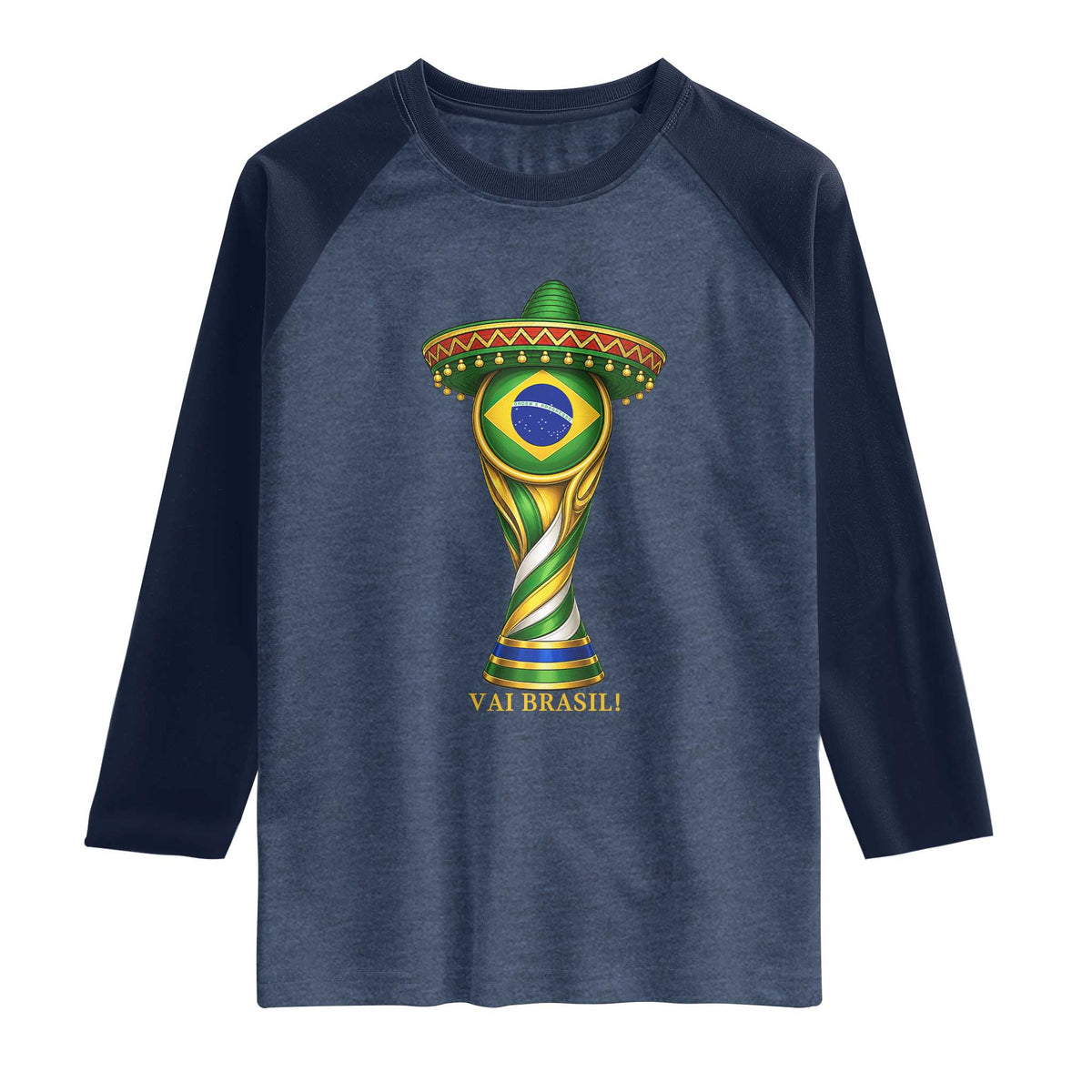 Brazil Football Supporter Gift Raglan Shirt Vai Brasil