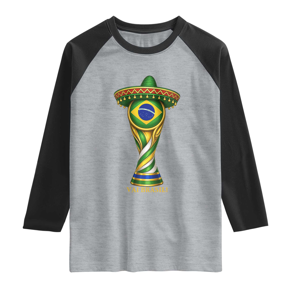 Brazil Football Supporter Gift Raglan Shirt Vai Brasil