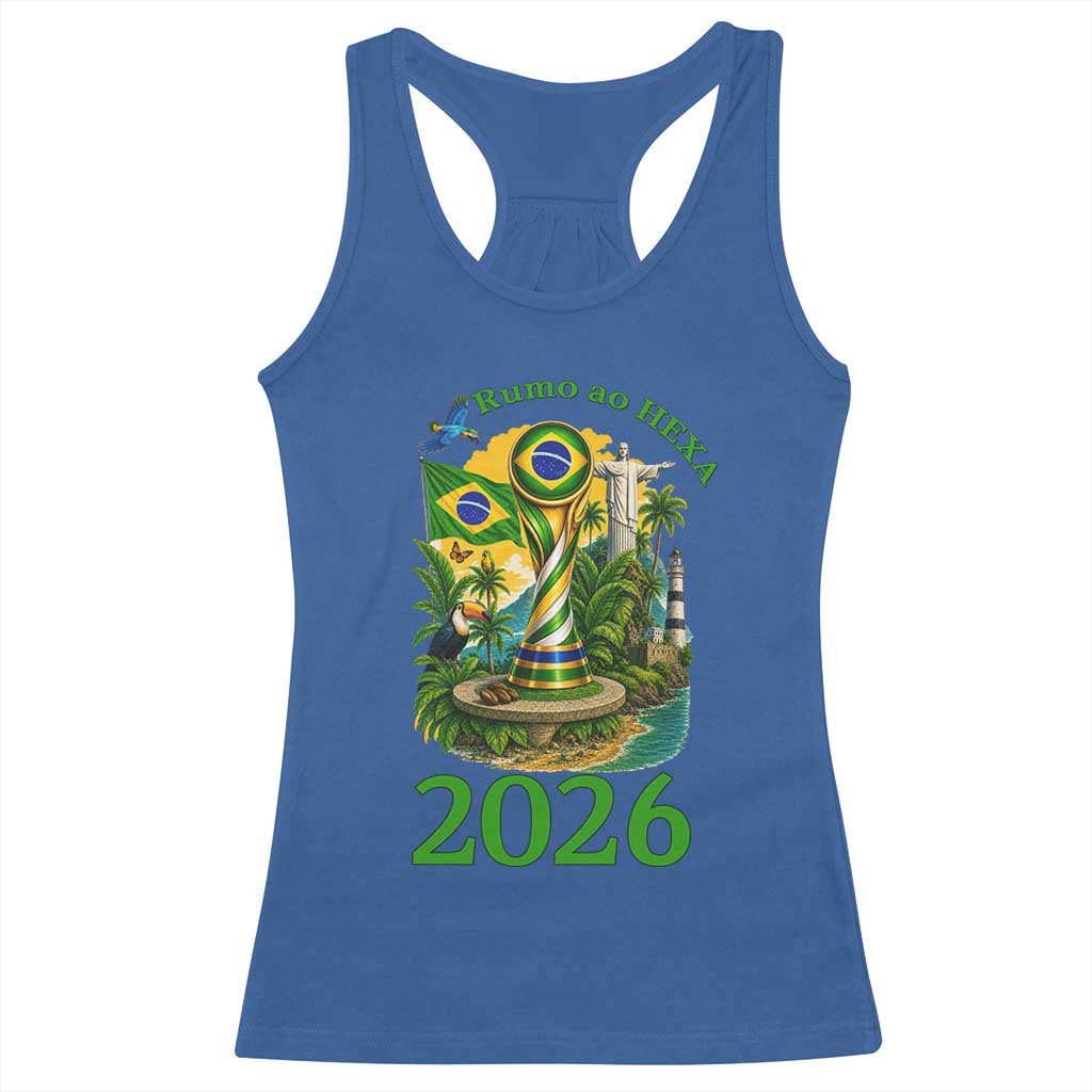Rumo Ao Hexa Racerback Tank Top Brazil Soccer Fan 2026 Graphic