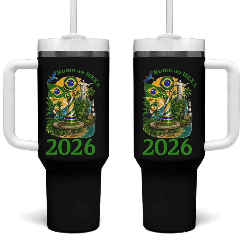 Rumo Ao Hexa Tumbler With Handle Brazil Soccer Fan 2026 Graphic