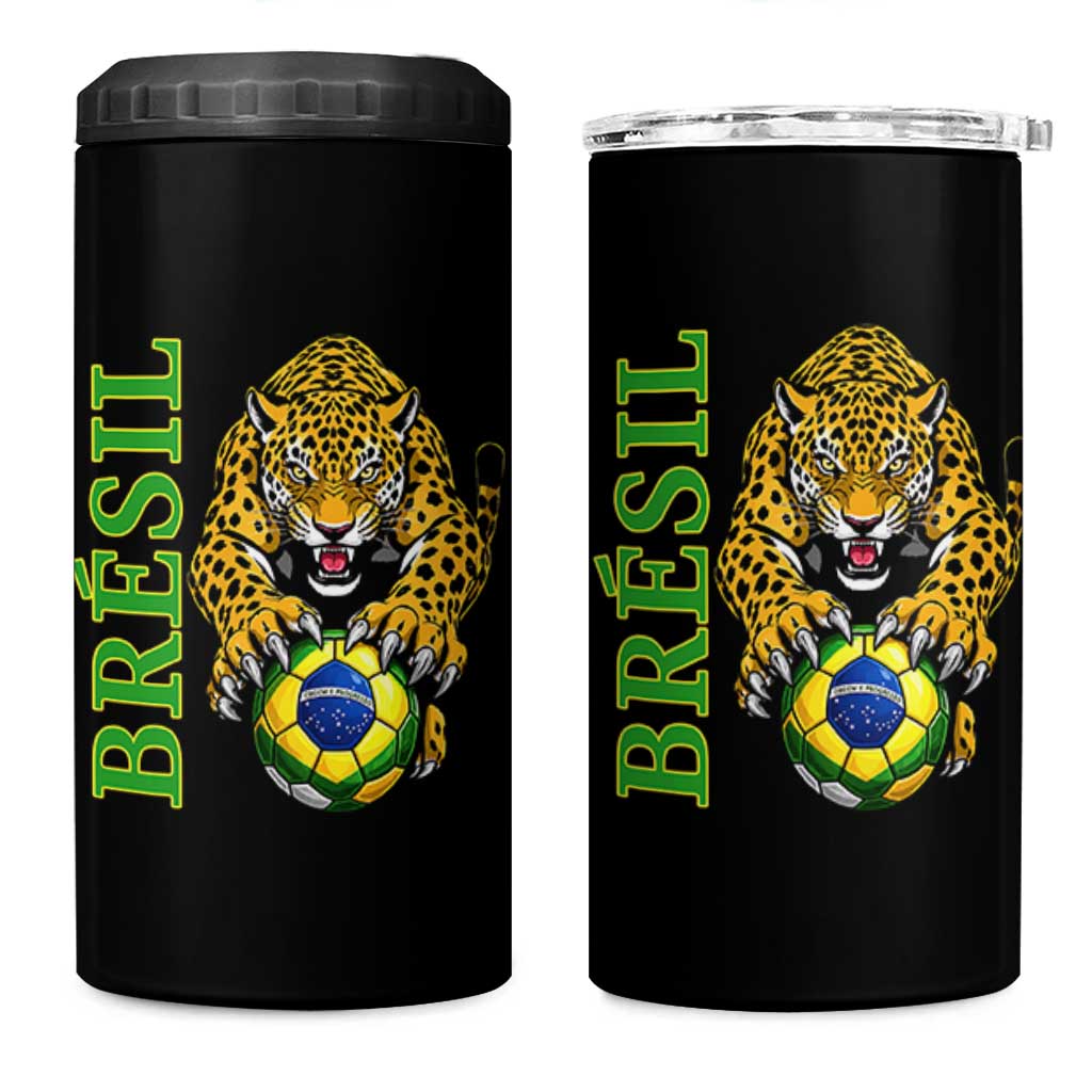 Brazil Soccer Jaguar 4 in 1 Can Cooler Tumbler Football Supporter Gift