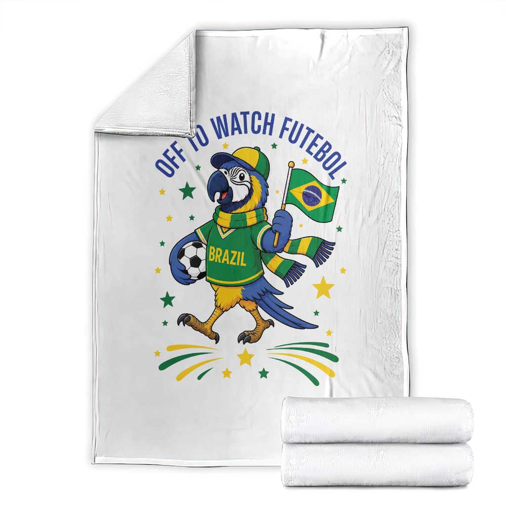 Off To Watch Futebol Throw Blanket Funny Brazil Macaw Soccer Fan