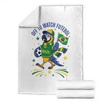 Off To Watch Futebol Throw Blanket Funny Brazil Macaw Soccer Fan