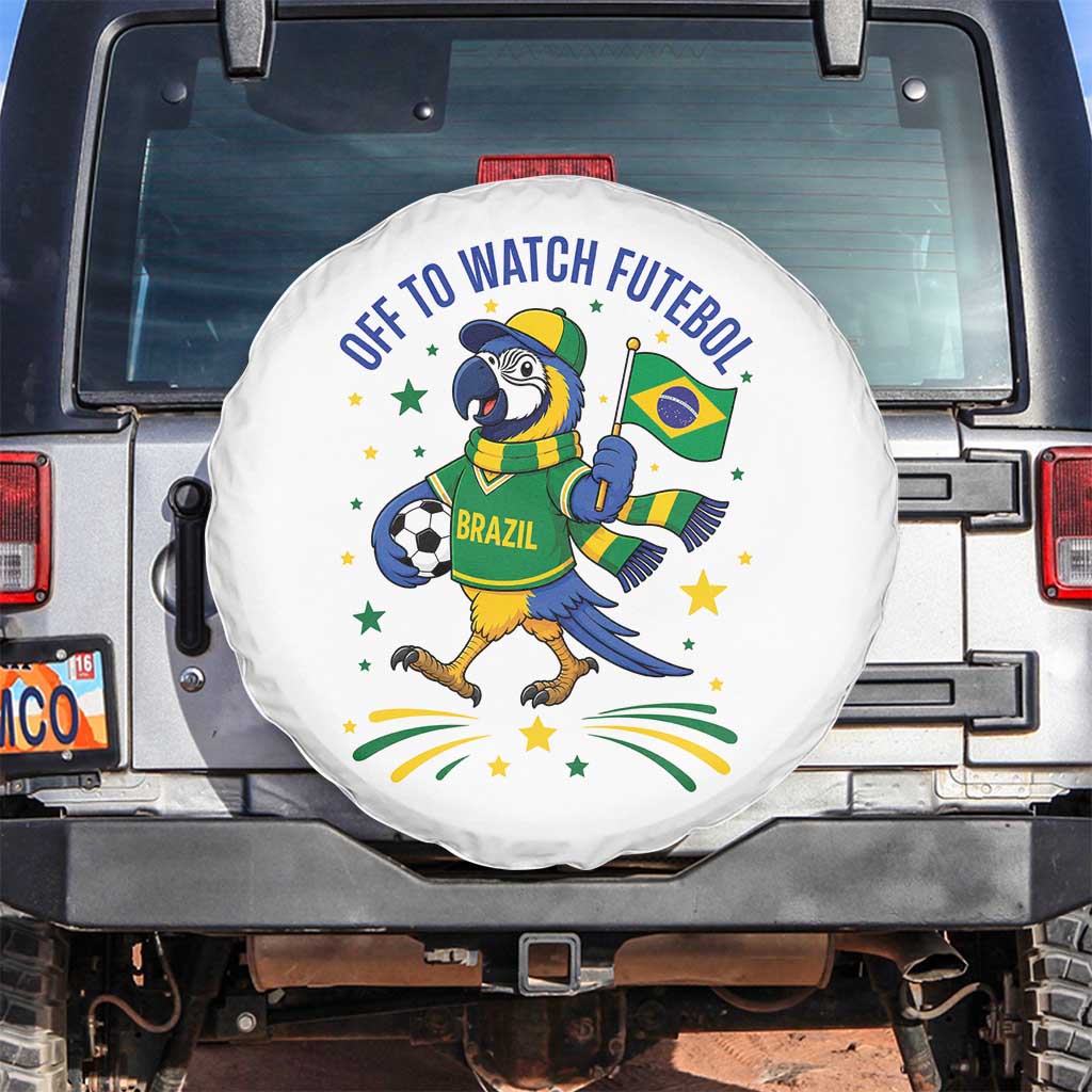 Off To Watch Futebol Spare Tire Cover Funny Brazil Macaw Soccer Fan