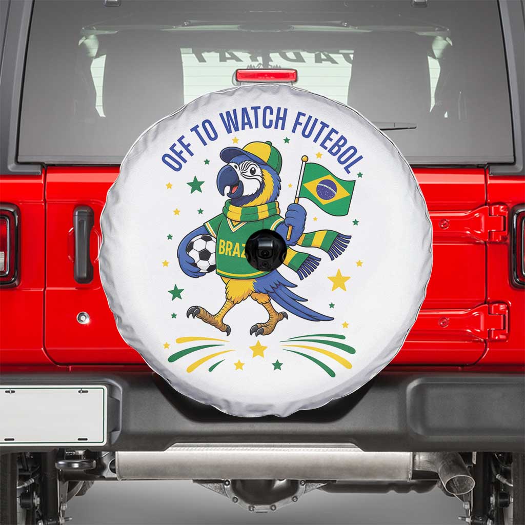 Off To Watch Futebol Spare Tire Cover Funny Brazil Macaw Soccer Fan