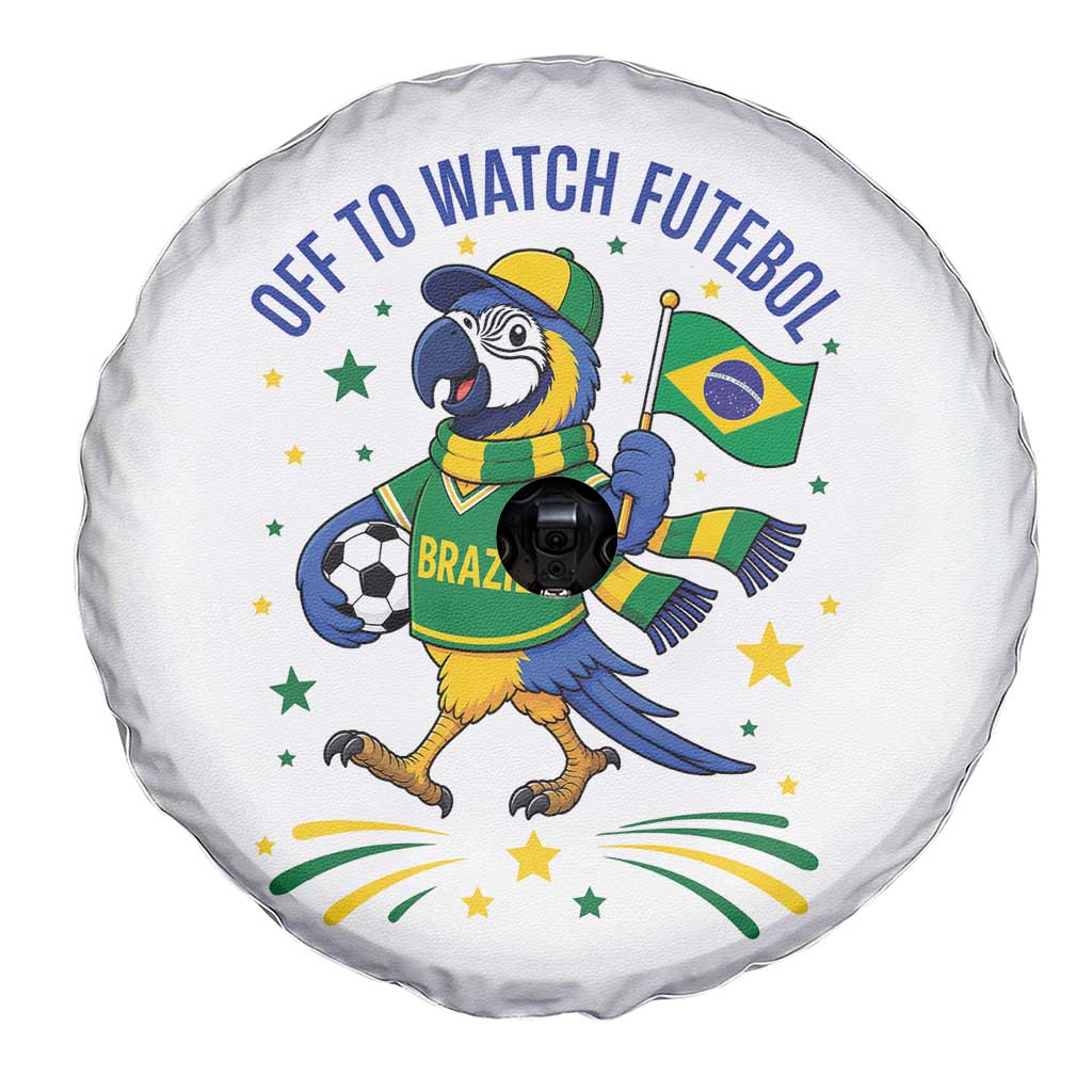 Off To Watch Futebol Spare Tire Cover Funny Brazil Macaw Soccer Fan