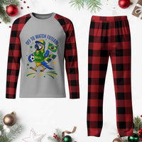 Off To Watch Futebol Plaid Pajama Set Funny Brazil Macaw Soccer Fan
