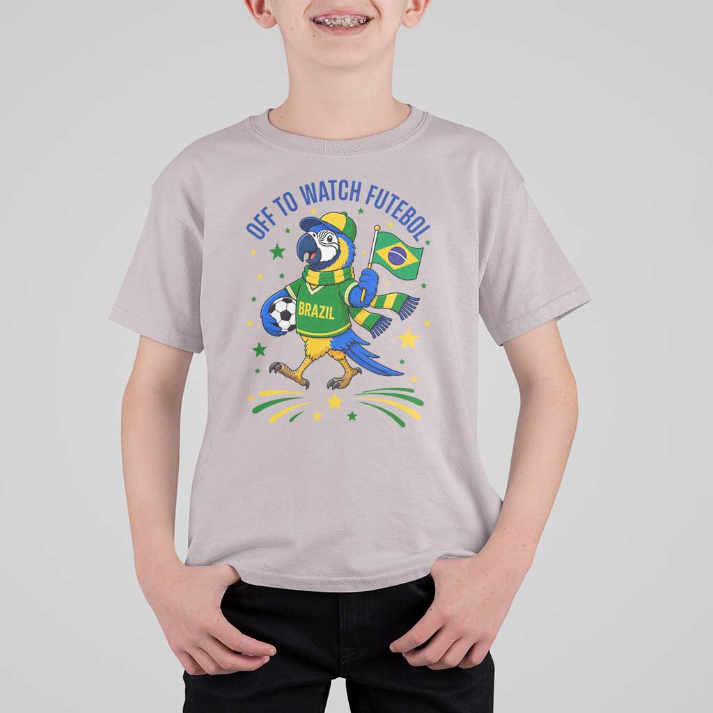 Off To Watch Futebol T Shirt For Kid Funny Brazil Macaw Soccer Fan