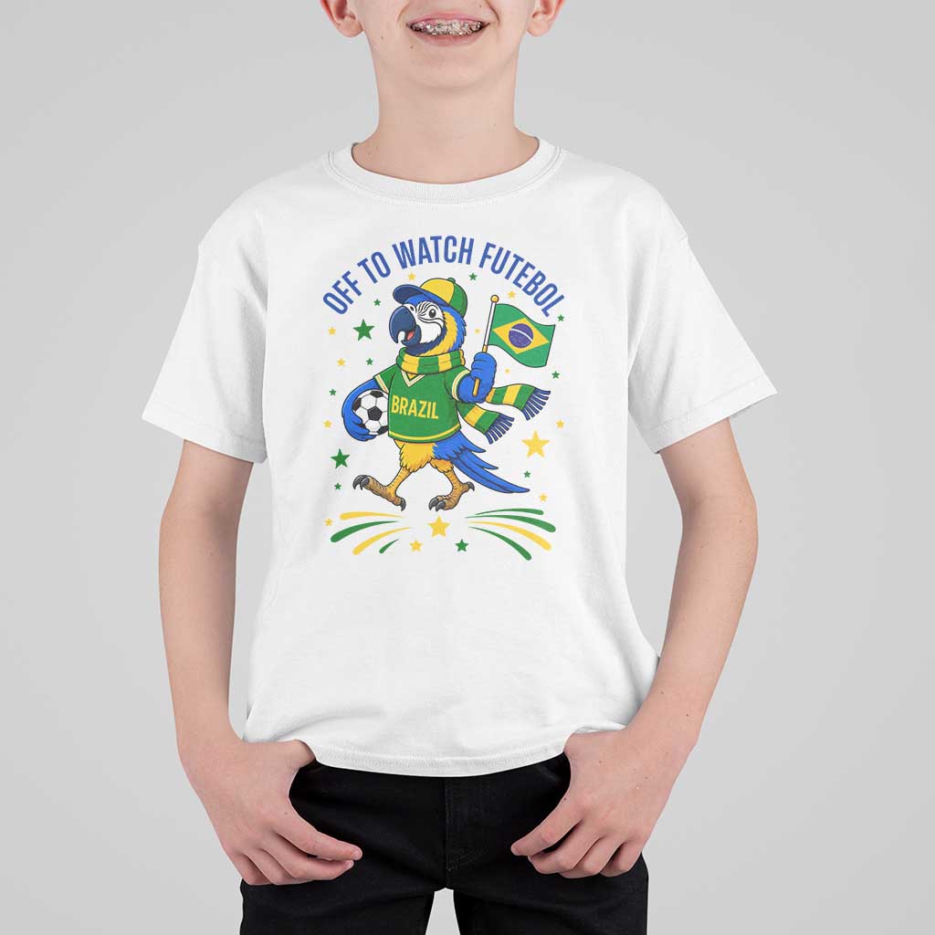Off To Watch Futebol T Shirt For Kid Funny Brazil Macaw Soccer Fan