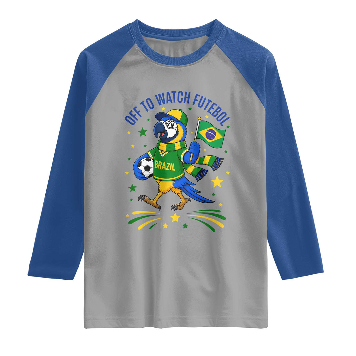 Off To Watch Futebol Raglan Shirt Funny Brazil Macaw Soccer Fan