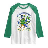 Off To Watch Futebol Raglan Shirt Funny Brazil Macaw Soccer Fan