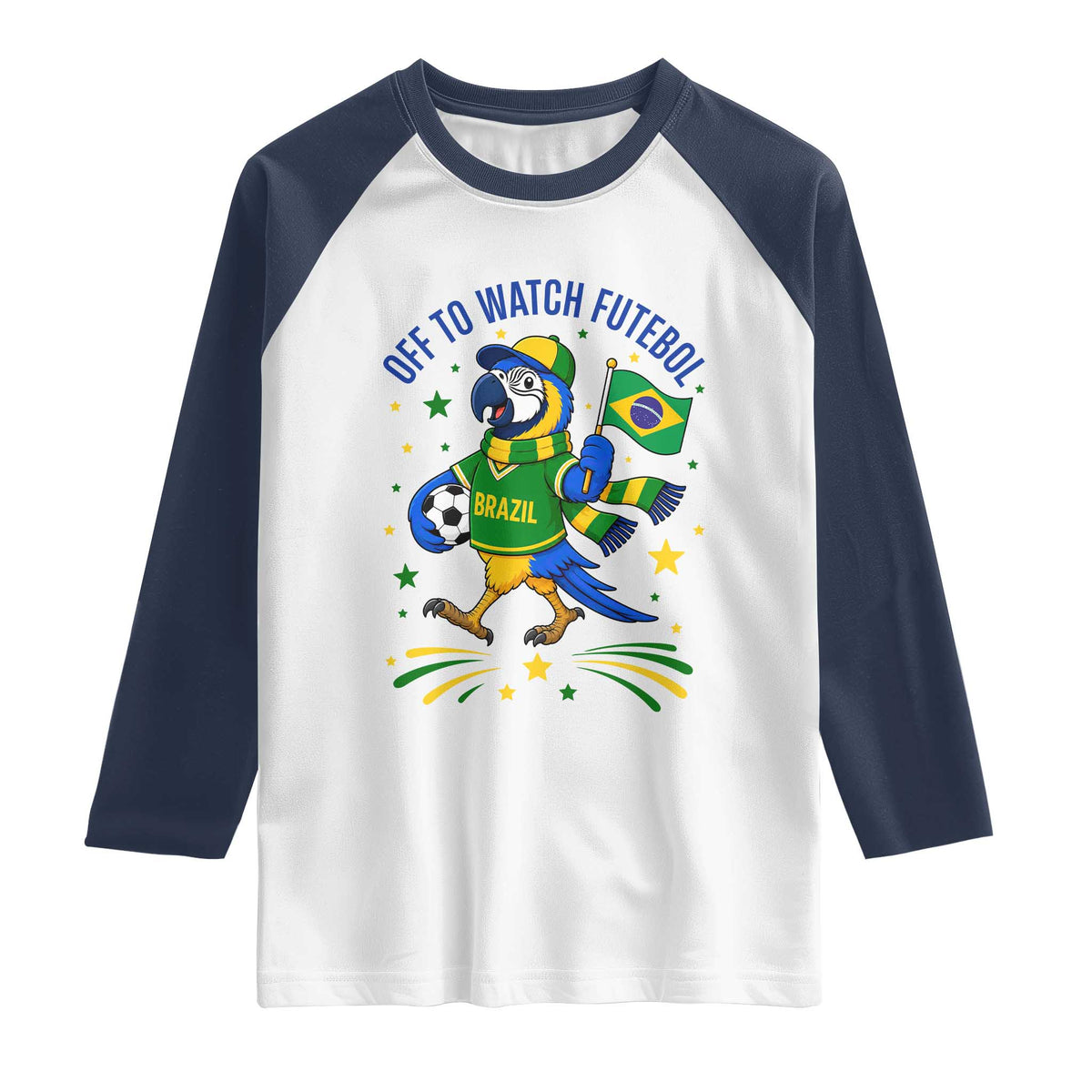 Off To Watch Futebol Raglan Shirt Funny Brazil Macaw Soccer Fan