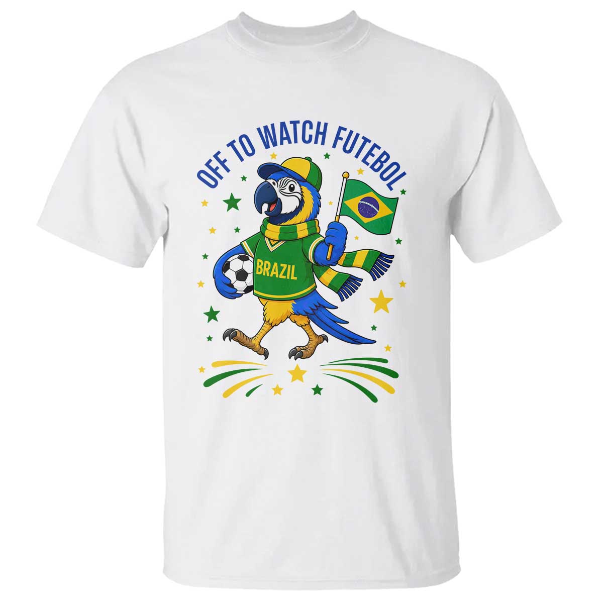 Off To Watch Futebol T Shirt Funny Brazil Macaw Soccer Fan