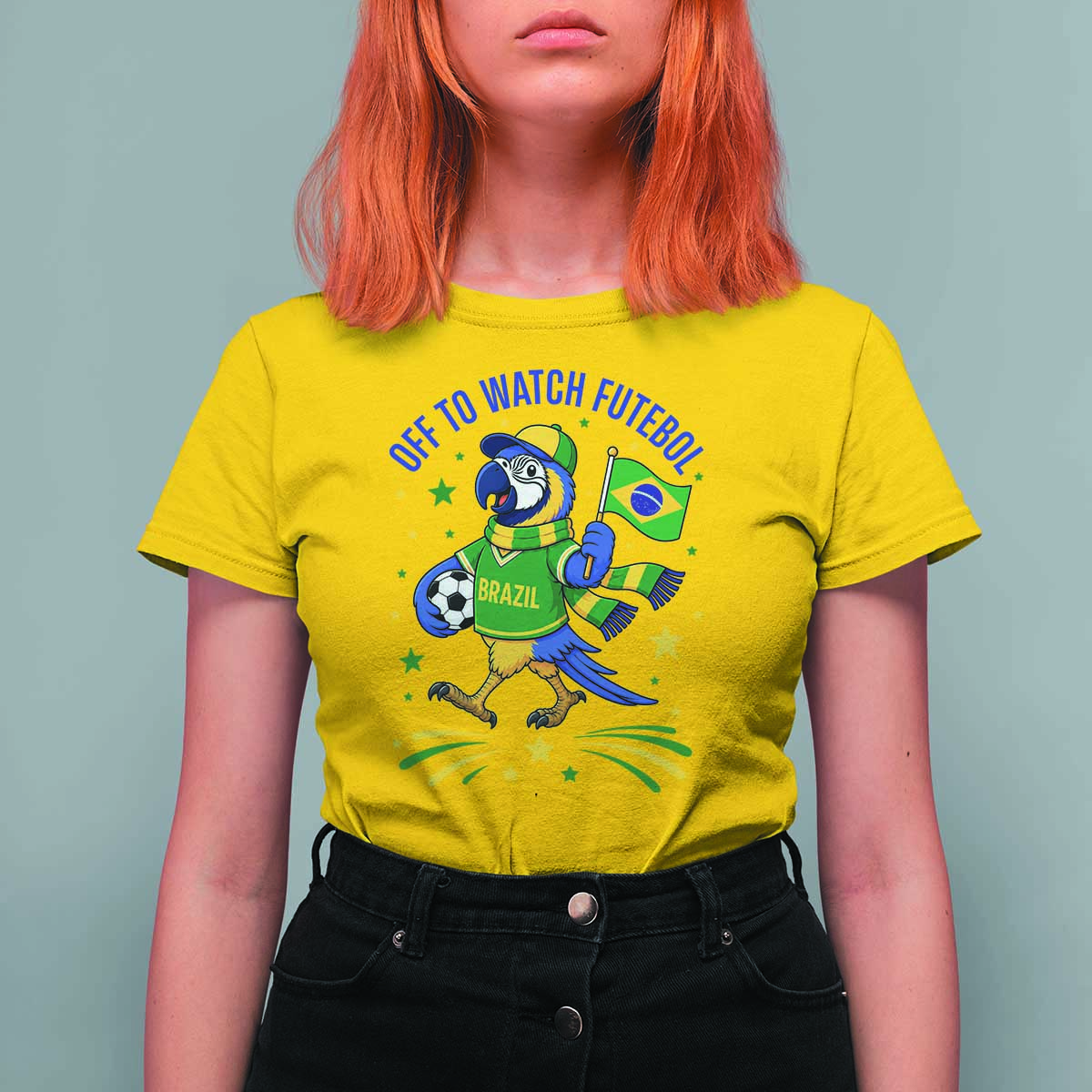 Off To Watch Futebol T Shirt For Women Funny Brazil Macaw Soccer Fan