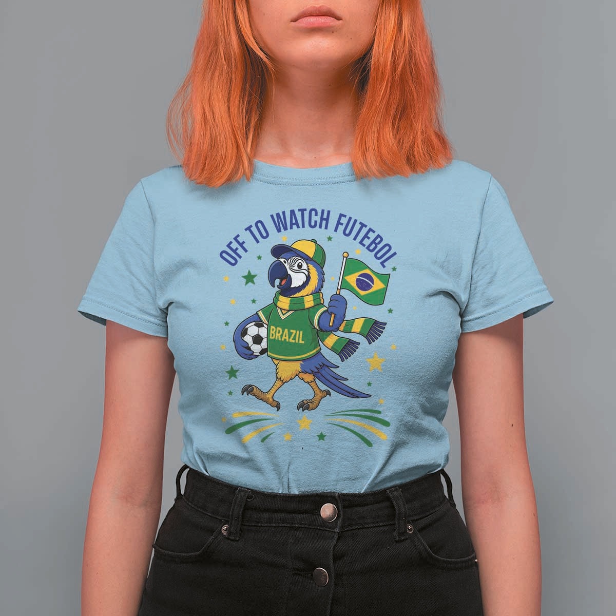 Off To Watch Futebol T Shirt For Women Funny Brazil Macaw Soccer Fan
