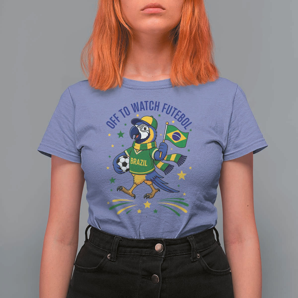 Off To Watch Futebol T Shirt For Women Funny Brazil Macaw Soccer Fan