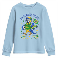 Off To Watch Futebol Youth Sweatshirt Funny Brazil Macaw Soccer Fan