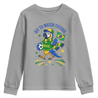 Off To Watch Futebol Youth Sweatshirt Funny Brazil Macaw Soccer Fan