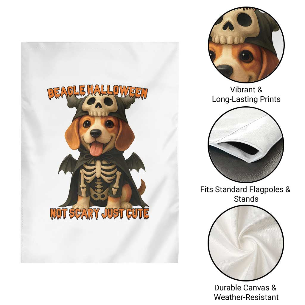 Beagle Halloween Skeleton Garden Flag Not Scary Just Cute Dog Lover - Wonder Print Shop