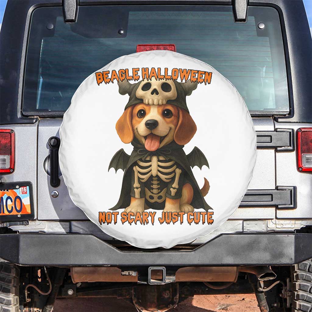 Beagle Halloween Skeleton Spare Tire Cover Not Scary Just Cute Dog Lover - Wonder Print Shop