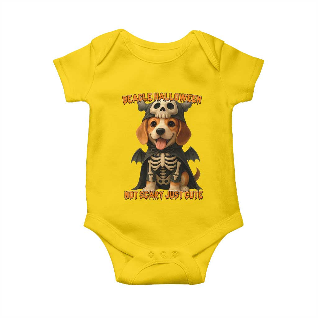 Beagle Halloween Skeleton Baby Onesie Not Scary Just Cute Dog Lover - Wonder Print Shop