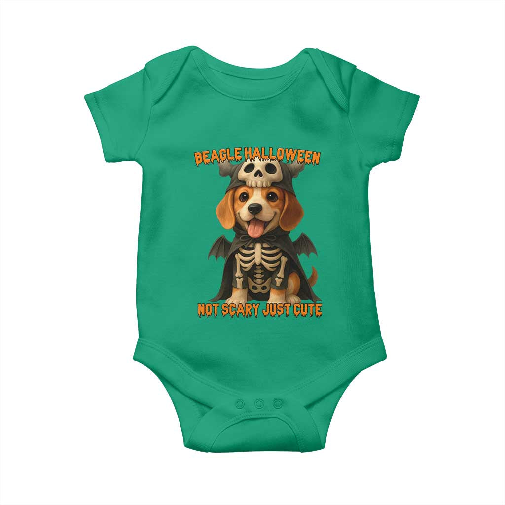 Beagle Halloween Skeleton Baby Onesie Not Scary Just Cute Dog Lover - Wonder Print Shop