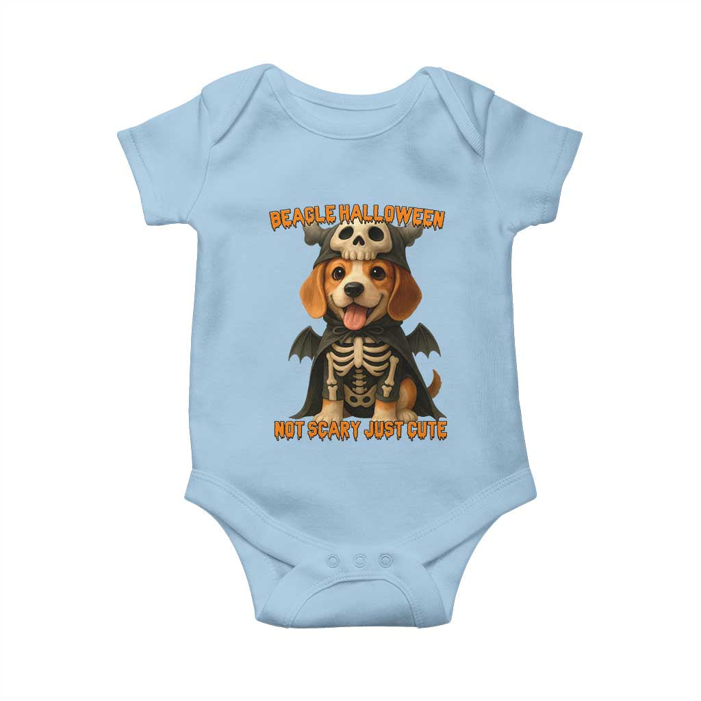 Beagle Halloween Skeleton Baby Onesie Not Scary Just Cute Dog Lover - Wonder Print Shop