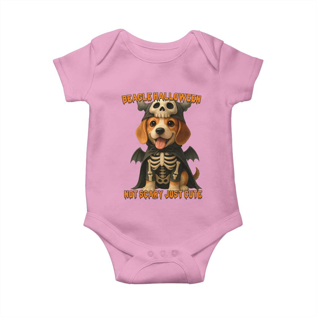 Beagle Halloween Skeleton Baby Onesie Not Scary Just Cute Dog Lover - Wonder Print Shop