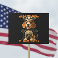 Beagle Halloween Skeleton Protest Sign Not Scary Just Cute Dog Lover - Wonder Print Shop