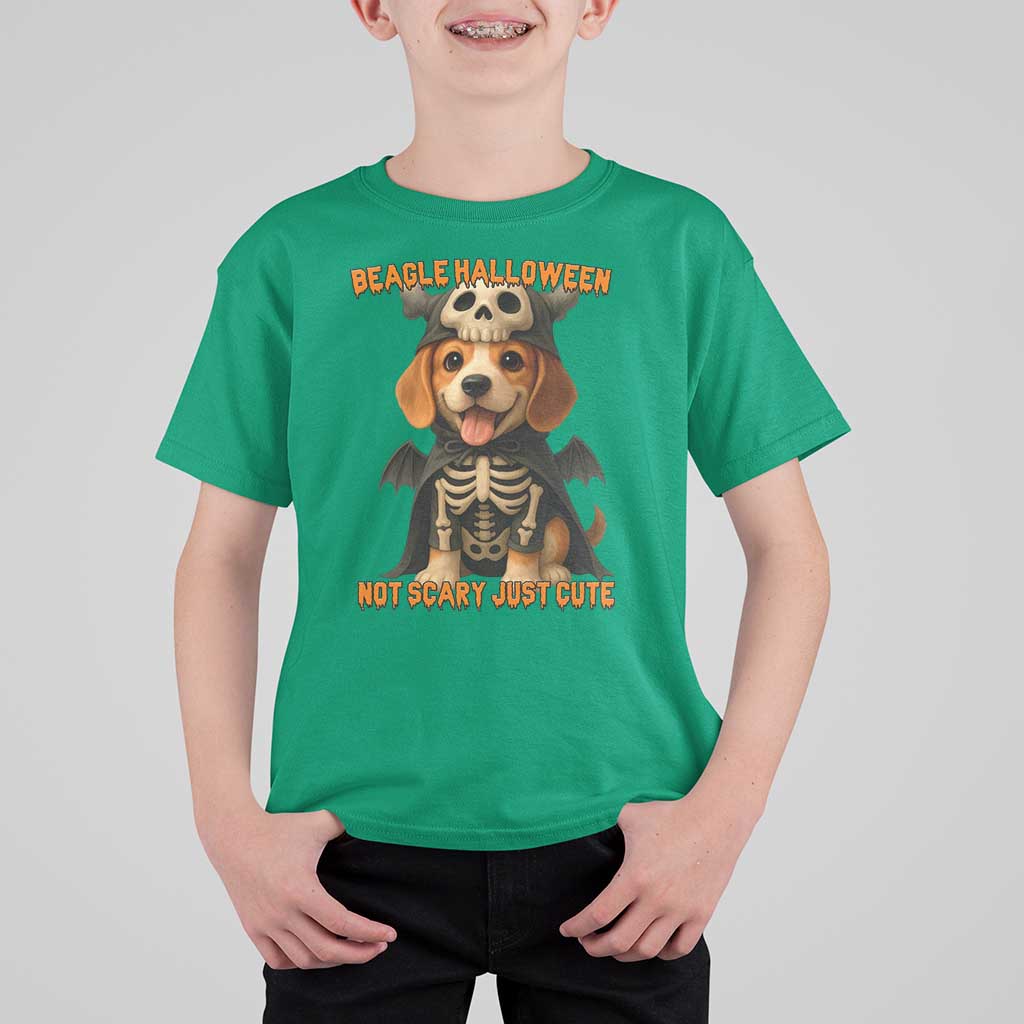 Beagle Halloween Skeleton T Shirt For Kid Not Scary Just Cute Dog Lover - Wonder Print Shop