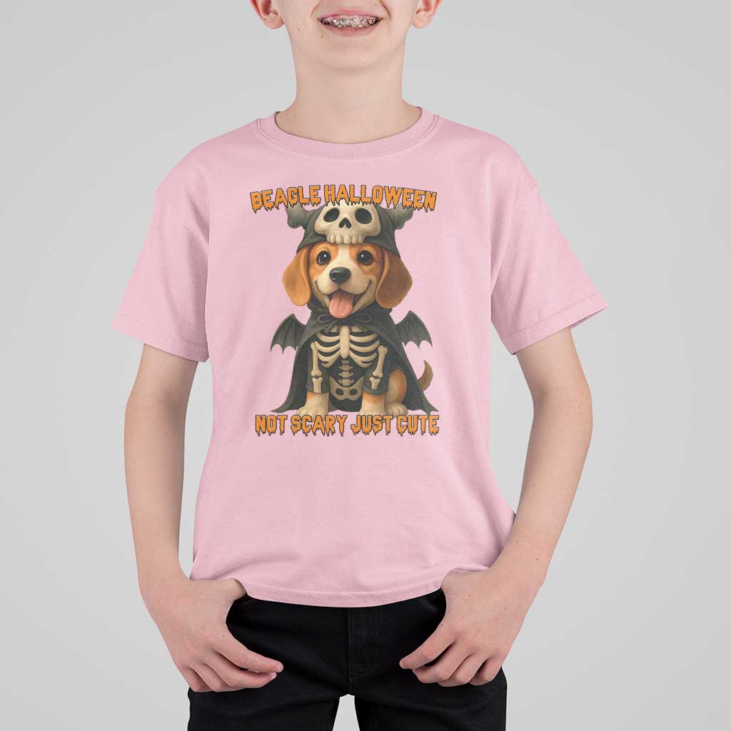 Beagle Halloween Skeleton T Shirt For Kid Not Scary Just Cute Dog Lover - Wonder Print Shop