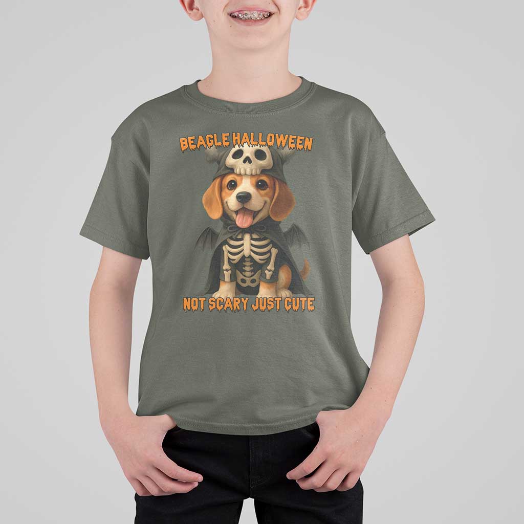 Beagle Halloween Skeleton T Shirt For Kid Not Scary Just Cute Dog Lover - Wonder Print Shop