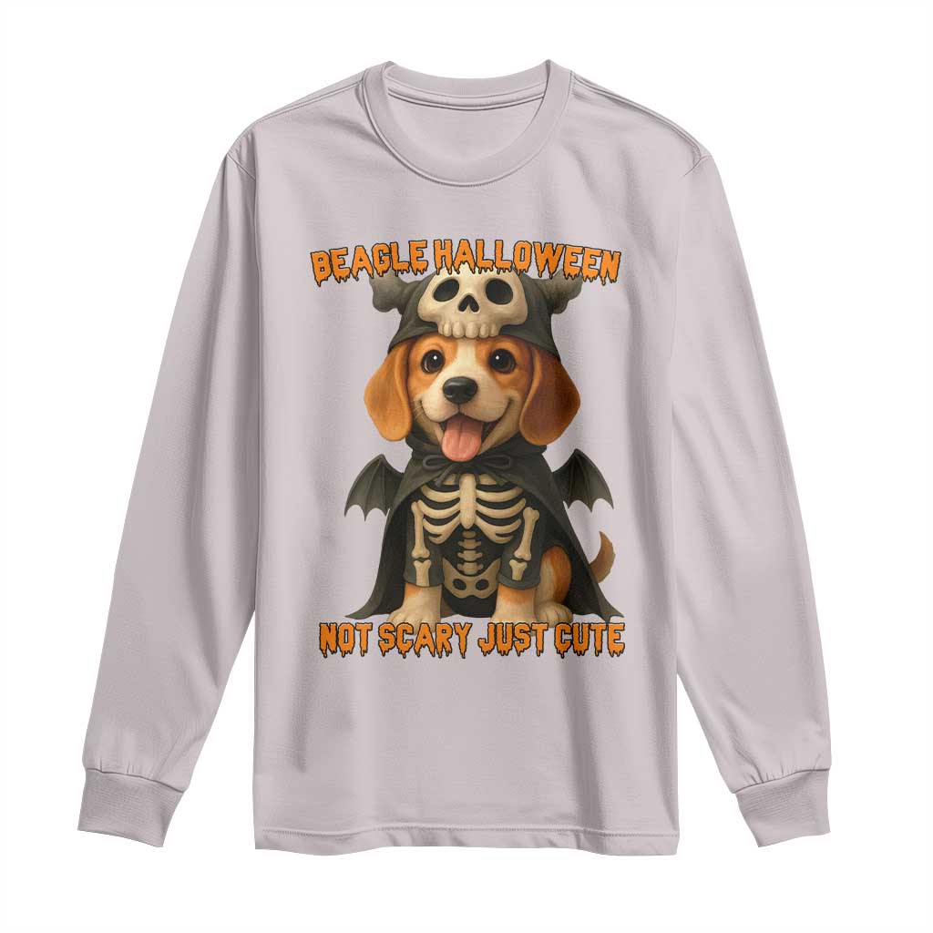 Beagle Halloween Skeleton Long Sleeve Shirt Not Scary Just Cute Dog Lover - Wonder Print Shop