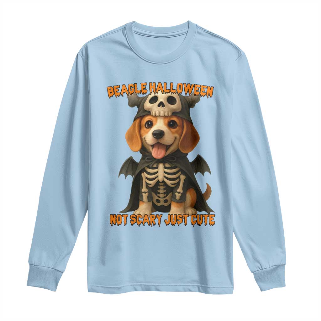 Beagle Halloween Skeleton Long Sleeve Shirt Not Scary Just Cute Dog Lover - Wonder Print Shop