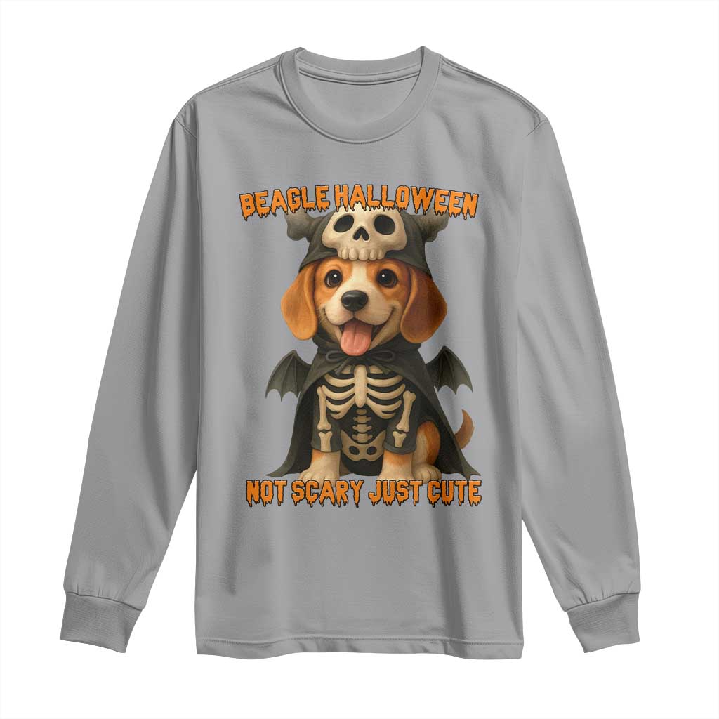 Beagle Halloween Skeleton Long Sleeve Shirt Not Scary Just Cute Dog Lover - Wonder Print Shop