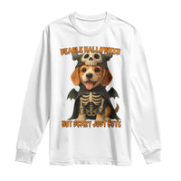 Beagle Halloween Skeleton Long Sleeve Shirt Not Scary Just Cute Dog Lover - Wonder Print Shop