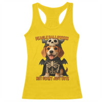 Beagle Halloween Skeleton Racerback Tank Top Not Scary Just Cute Dog Lover - Wonder Print Shop