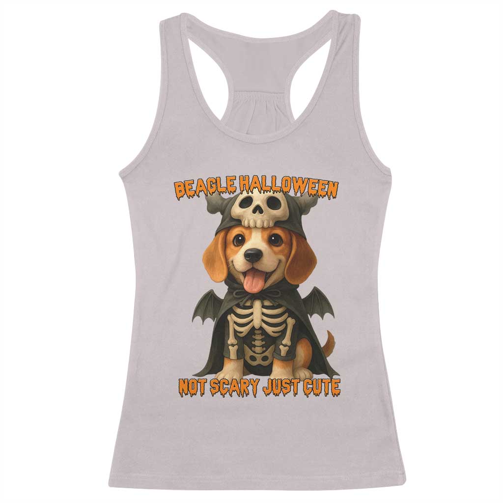 Beagle Halloween Skeleton Racerback Tank Top Not Scary Just Cute Dog Lover - Wonder Print Shop