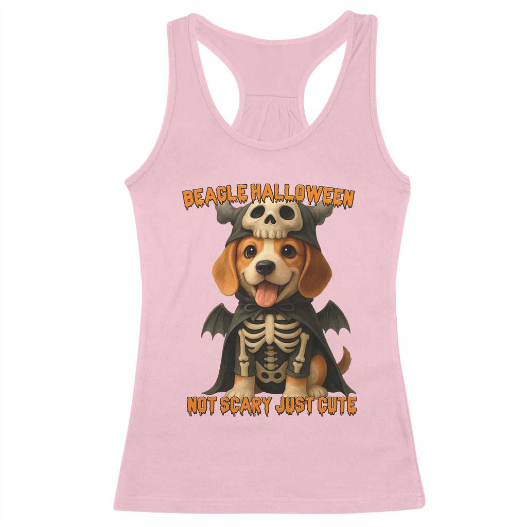 Beagle Halloween Skeleton Racerback Tank Top Not Scary Just Cute Dog Lover - Wonder Print Shop
