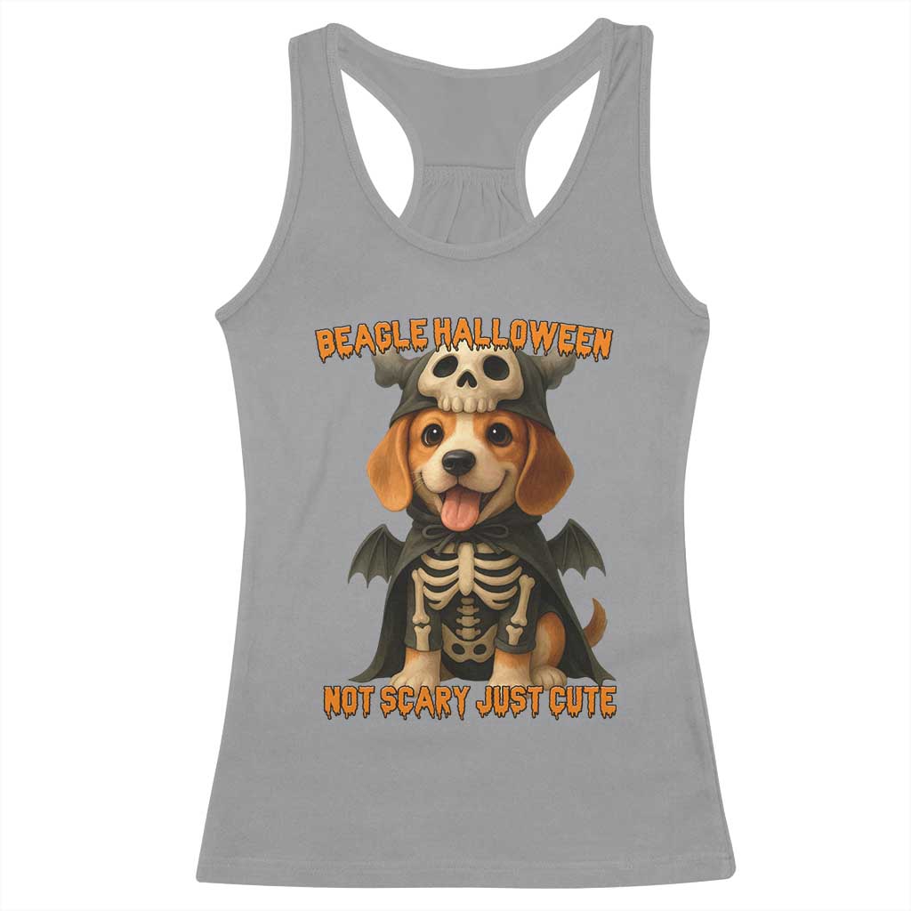 Beagle Halloween Skeleton Racerback Tank Top Not Scary Just Cute Dog Lover - Wonder Print Shop