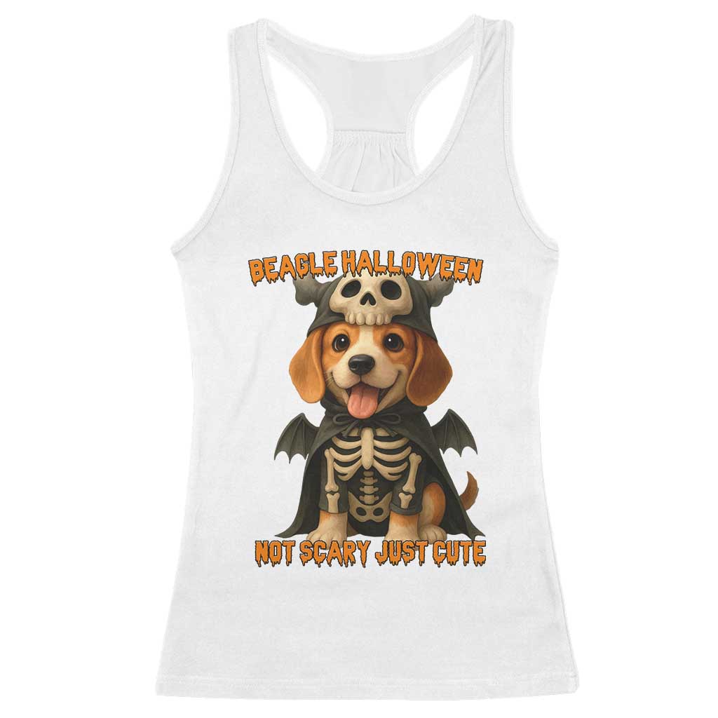 Beagle Halloween Skeleton Racerback Tank Top Not Scary Just Cute Dog Lover - Wonder Print Shop