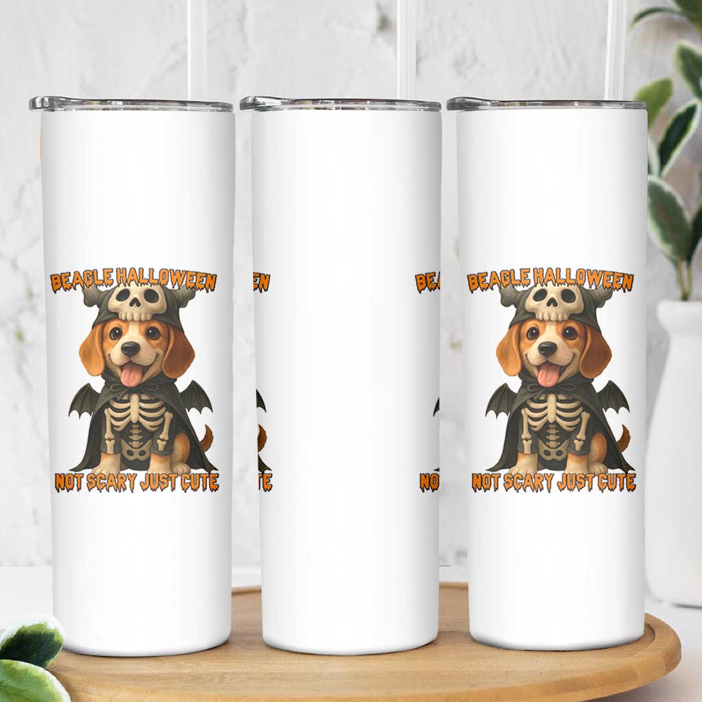 Beagle Halloween Skeleton Skinny Tumbler Not Scary Just Cute Dog Lover