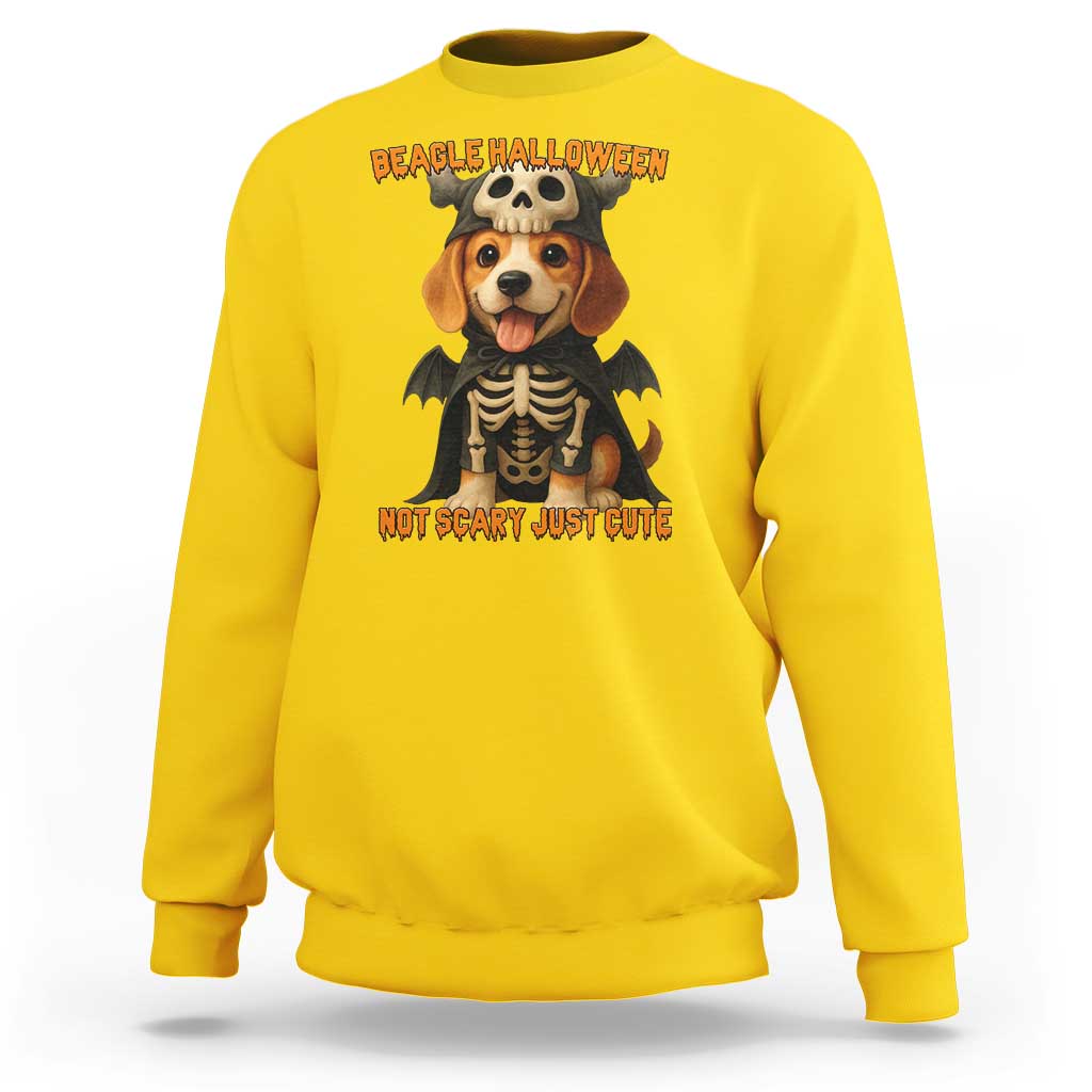 Beagle Halloween Skeleton Sweatshirt Not Scary Just Cute Dog Lover - Wonder Print Shop