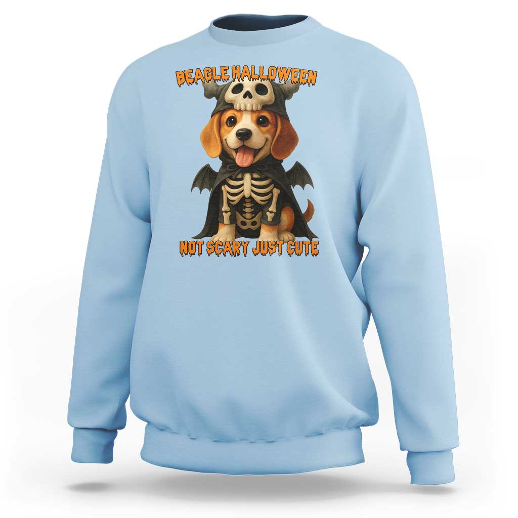 Beagle Halloween Skeleton Sweatshirt Not Scary Just Cute Dog Lover - Wonder Print Shop