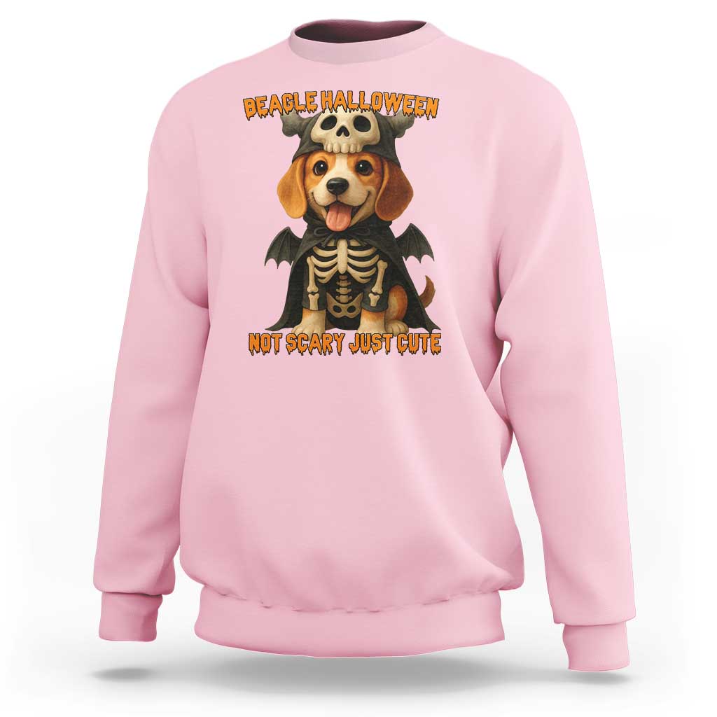 Beagle Halloween Skeleton Sweatshirt Not Scary Just Cute Dog Lover - Wonder Print Shop