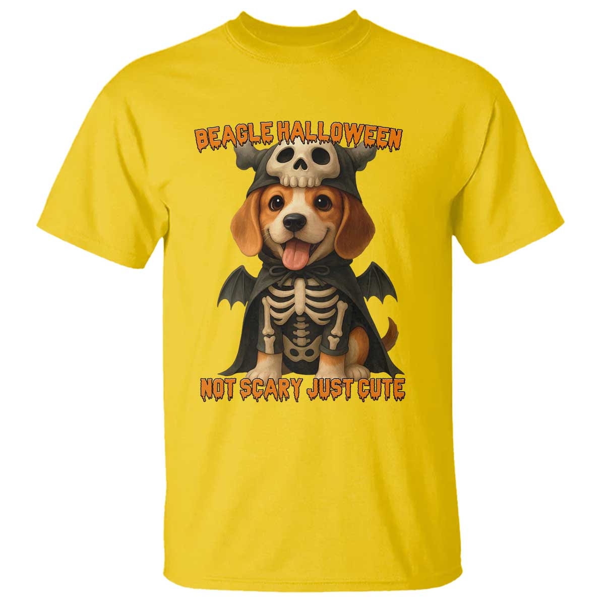 Beagle Halloween Skeleton T Shirt Not Scary Just Cute Dog Lover - Wonder Print Shop