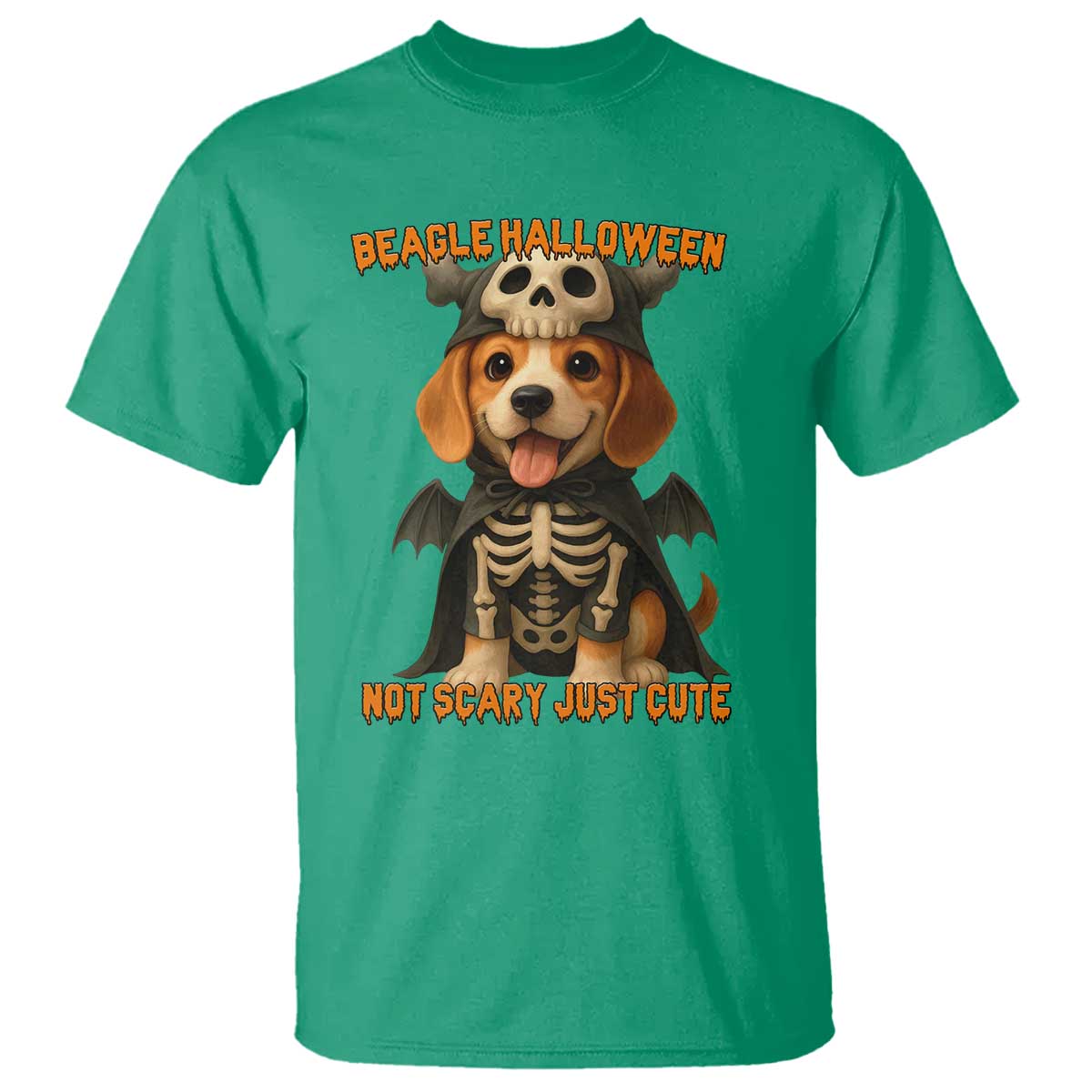 Beagle Halloween Skeleton T Shirt Not Scary Just Cute Dog Lover - Wonder Print Shop