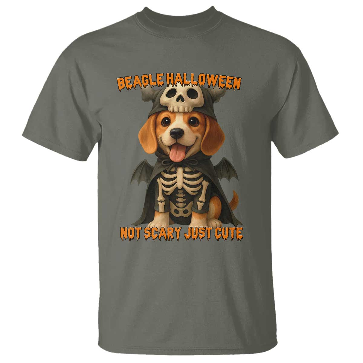 Beagle Halloween Skeleton T Shirt Not Scary Just Cute Dog Lover - Wonder Print Shop