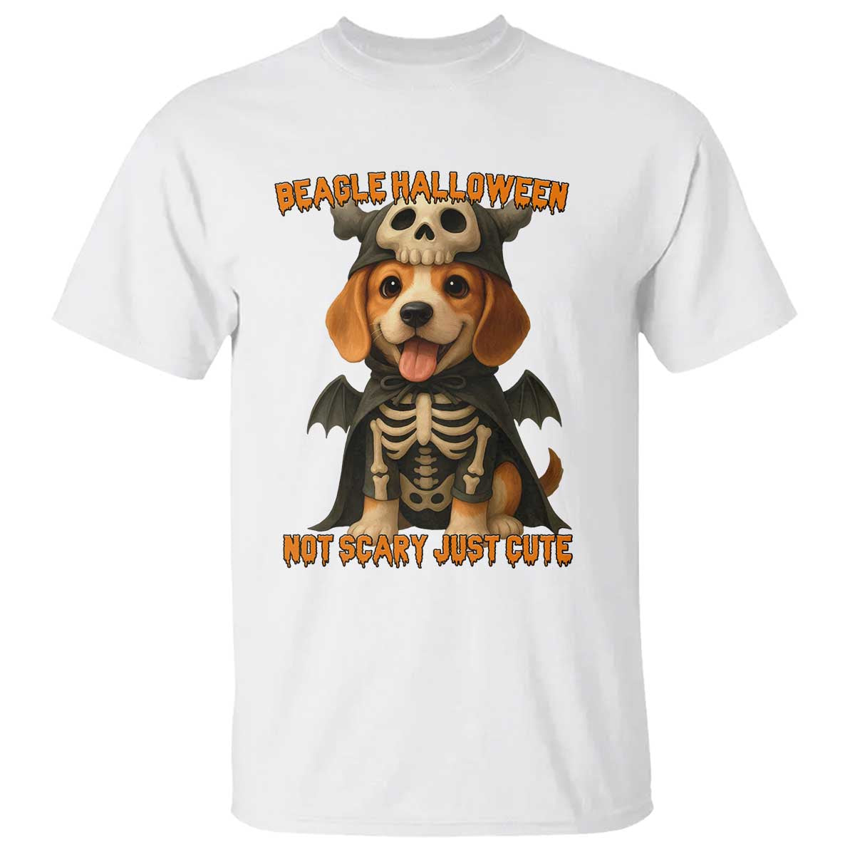Beagle Halloween Skeleton T Shirt Not Scary Just Cute Dog Lover - Wonder Print Shop
